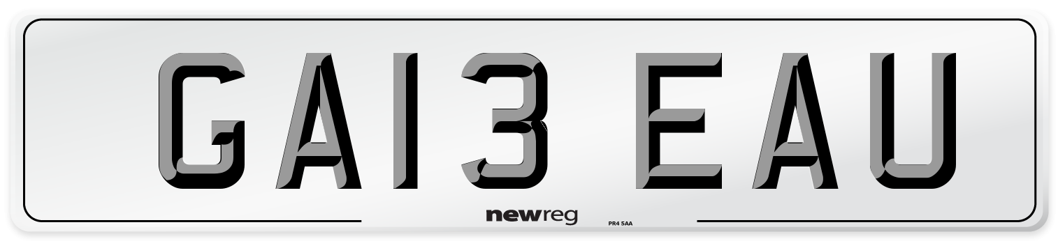 GA13 EAU Number Plate from New Reg